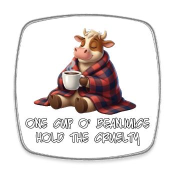 One Cuppa No Cruelty - Square fridge magnet - white - Front