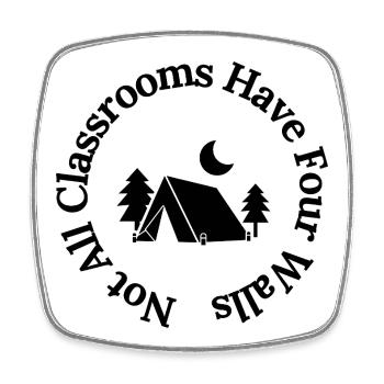 Not All Classrooms Have Four Walls – Travel Shirt - Square fridge magnet - white - Front