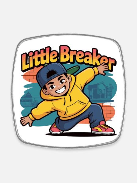 Little Breaker – Style de rue hip-hop pour enfants - Magnet carré - blanc