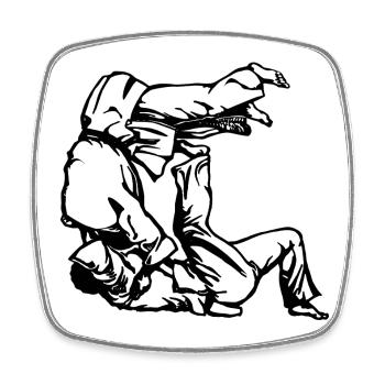 Judo Tomoe Nage Design with Judokas - Square fridge magnet - white - Front