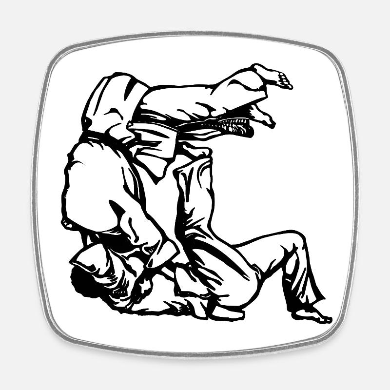 Judo Tomoe Nage Design mit Judokas - Viereckiger Kühlschrankmagnet - Weiß