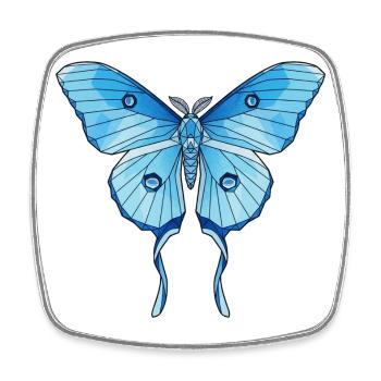 Geometrischer Blauer Schmetterling - Viereckiger Kühlschrankmagnet - Weiß - Vorne