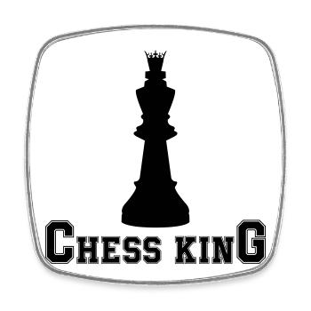 Roi des échecs - Magnet carré - blanc - Devant