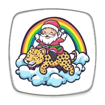 Leopard Santa Claus Christmas - Square fridge magnet - white - Front
