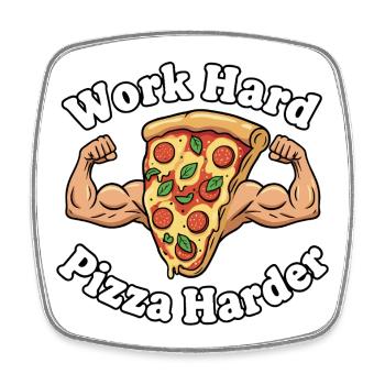 Work Hard Pizza Harder - Square fridge magnet - white - Front