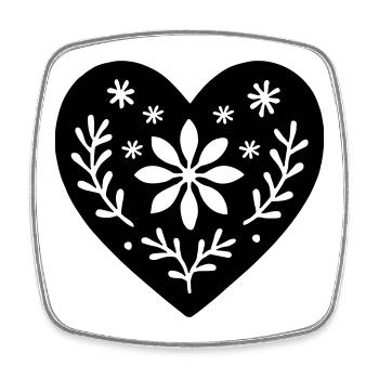 Scandinavian Heart – Nordic Folk Art Design - Square fridge magnet - white - Front