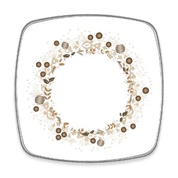 Elegant Christmas wreath in gold and cream - Square fridge magnet - white - Front