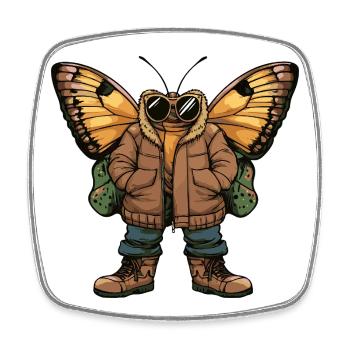 Papillon Hiver Frais - Magnet carré - blanc - Devant