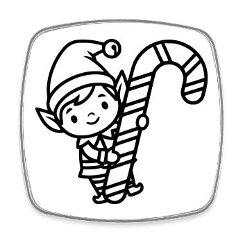 Cute Christmas Elf with Candy Cane - Square fridge magnet - white - Front