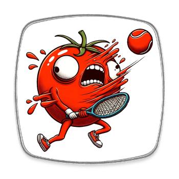 Lustige Tomate Beim Tennis Mit Tennisball - Viereckiger Kühlschrankmagnet - Weiß - Vorne