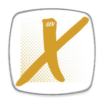 Gen X Golden X - Square fridge magnet - white - Front