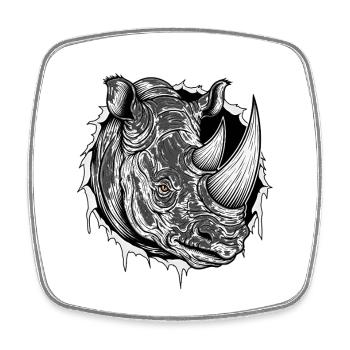 Strong Rhino in the Crack - Gothic Rhino Gift - Square fridge magnet - white - Front