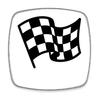 Checkered flag motor racing - Square fridge magnet - white - Front