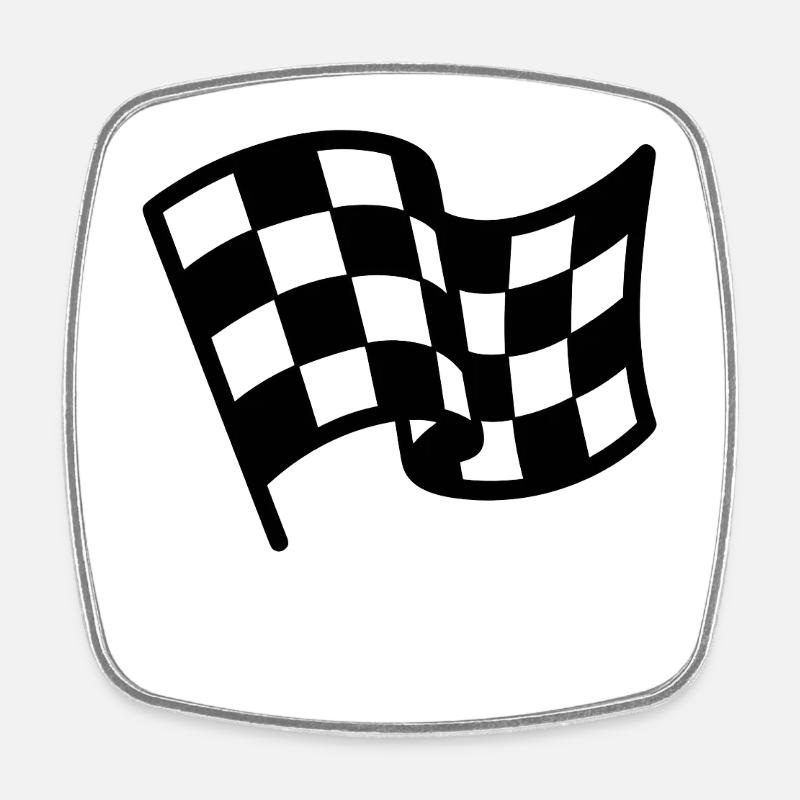 Checkered flag motor racing - Square fridge magnet - white