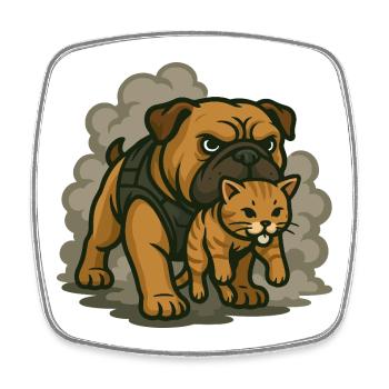 Wachhund- und Katzenduo - Viereckiger Kühlschrankmagnet - Weiß - Vorne