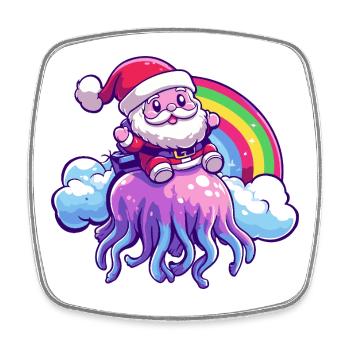 Qualle Weihnachtsmann Weihnachten - Viereckiger Kühlschrankmagnet - Weiß - Vorne