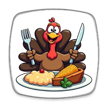 Thanksgiving Lustiger Thanksgiving Truthahn - Viereckiger Kühlschrankmagnet - Weiß - Vorne