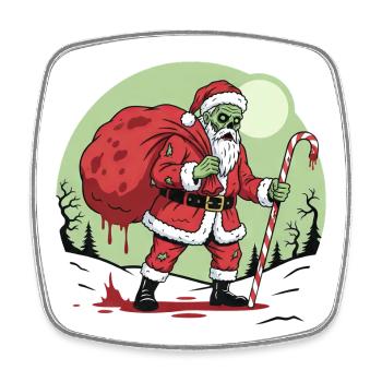 Monstre effrayant Zombie Noël Horreur - Magnet carré - blanc - Devant
