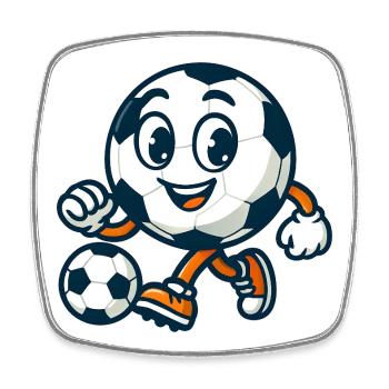 Dessin animé de football drôle - Magnet carré - blanc - Devant