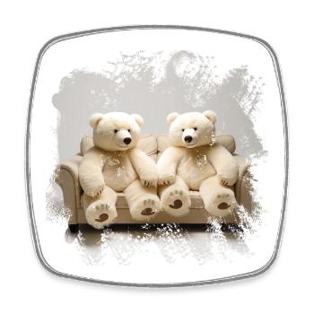Cuddly Bears on the Sofa Duo - Square fridge magnet - white - Front