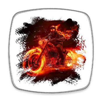 Cycliste de Flame Bike - Magnet carré - blanc - Devant