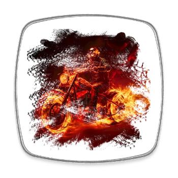 Fire Bike Rider - Square fridge magnet - white - Front