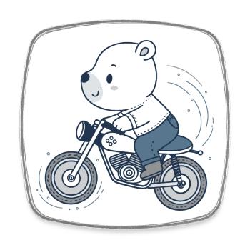 Biker Adventure Bear - Square fridge magnet - white - Front