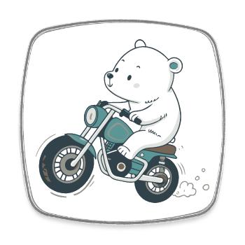 Vintage Motorrad Teddybär - Viereckiger Kühlschrankmagnet - Weiß - Vorne