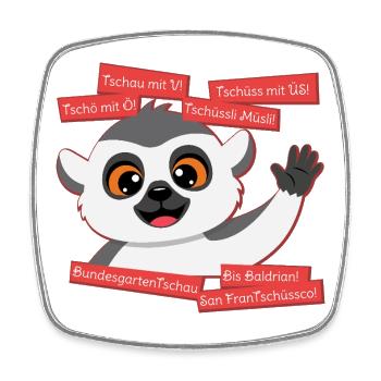 Panda Grüße: The Art of Tschau - Viereckiger Kühlschrankmagnet - Weiß - Vorne