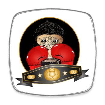 Boxing Chimpanzee – Funny Champion Motif - Square fridge magnet - white - Front