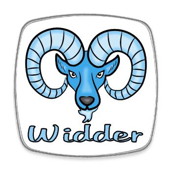 Sternzeichen Widder in Blau - Viereckiger Kühlschrankmagnet - Weiß - Vorne
