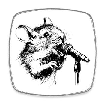 Singing Mouse - Square fridge magnet - white - Front