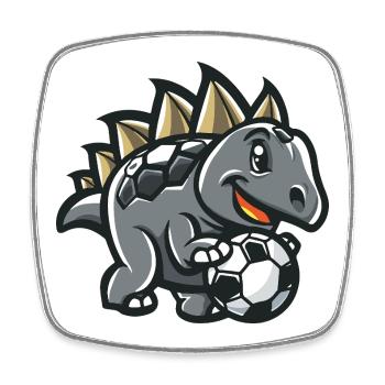 Stegosaurus Cartoon Fußball - Viereckiger Kühlschrankmagnet - Weiß - Vorne