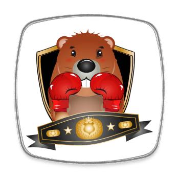 Boxing Beaver – Funny Boxer Motif - Square fridge magnet - white - Front