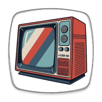 Retro TV Stripes Vintage Motif - Magnet carré - blanc - Devant