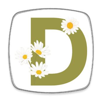 Buchstabe d Grüne Gänseblümchen - Viereckiger Kühlschrankmagnet - Weiß - Vorne