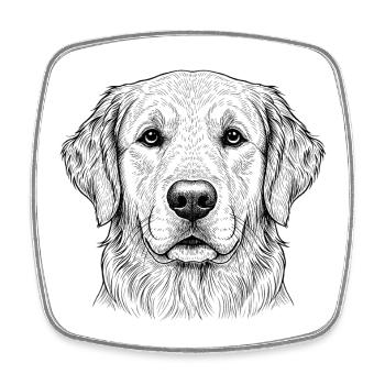 Golden Retriever Dog - Square fridge magnet - white - Front