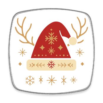 Nordic Weihnachten Nikolausmütze mit Geweih - Viereckiger Kühlschrankmagnet - Weiß - Vorne