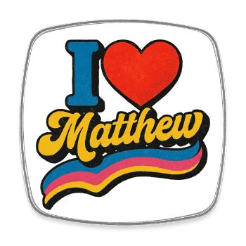 I Love Matthew Retro Logo - Square fridge magnet - white - Front