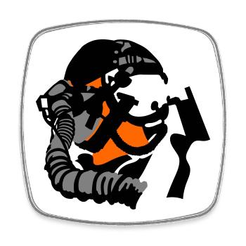 Jet Pilot - Viereckiger Kühlschrankmagnet - Weiß - Vorne