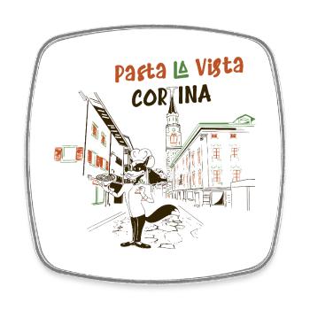 Pasta la Vista - Cortina - Magnet carré - blanc - Devant