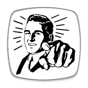 Pointing Man - Square fridge magnet - white - Front