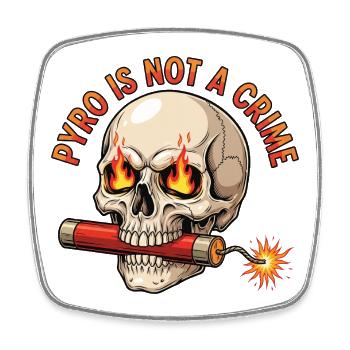 Flaming skull with fuse Pyro New Year's Eve - Square fridge magnet - white - Front