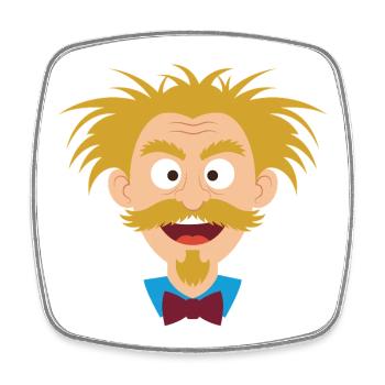 Wild scientist with a mustache - Square fridge magnet - white - Front