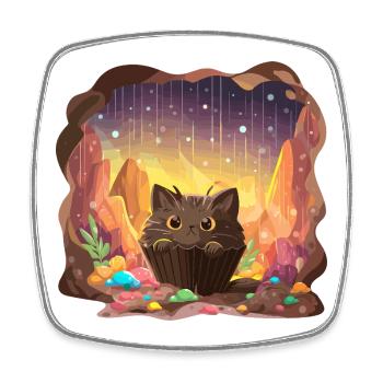 Cat Cake Crystal Cave - Square fridge magnet - white - Front