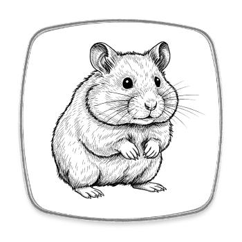 Hamster - Viereckiger Kühlschrankmagnet - Weiß - Vorne