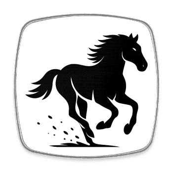 Silhouette de galop de cheval - Magnet carré - blanc - Devant
