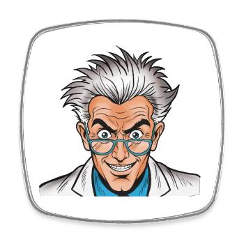Verrückter Wissenschaftler Cartoon - Viereckiger Kühlschrankmagnet - Weiß - Vorne