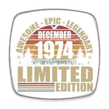 Dezember 1974 - Limitierte Auflage Dezember 1974 - Viereckiger Kühlschrankmagnet - Weiß - Vorne