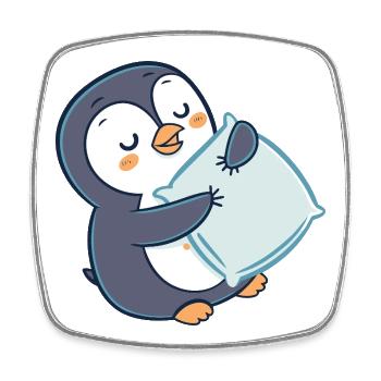 Penguin Cuddle on Pillow - Square fridge magnet - white - Front